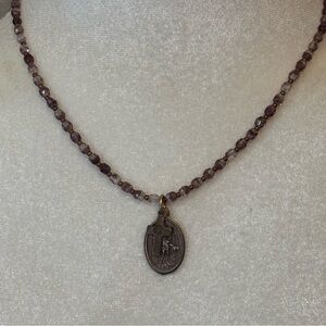 J. Forks Beaded  Saint Hubert of Liege pendant Necklace